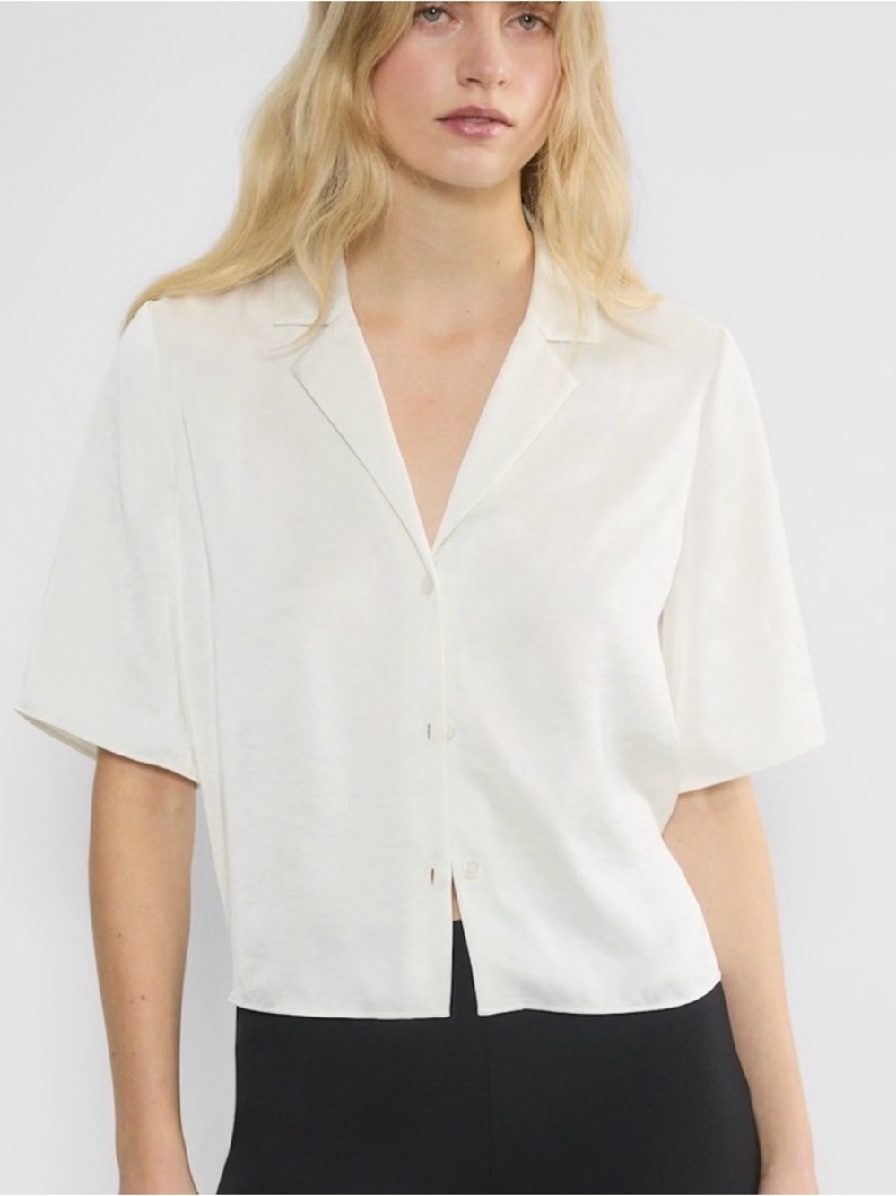 Aritzia Wilfred Linen Boxy Crop Top White Size L